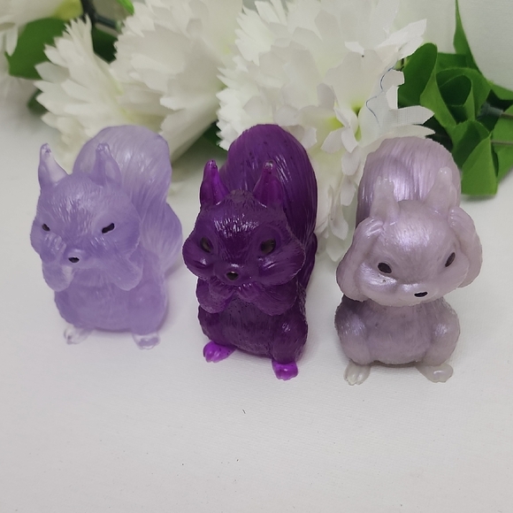Hand Crafted Other - Purple and Gray Squirrel Figurines